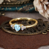 Heart Cut Classic Aquamarine Engagement Ring Side with 3-stone